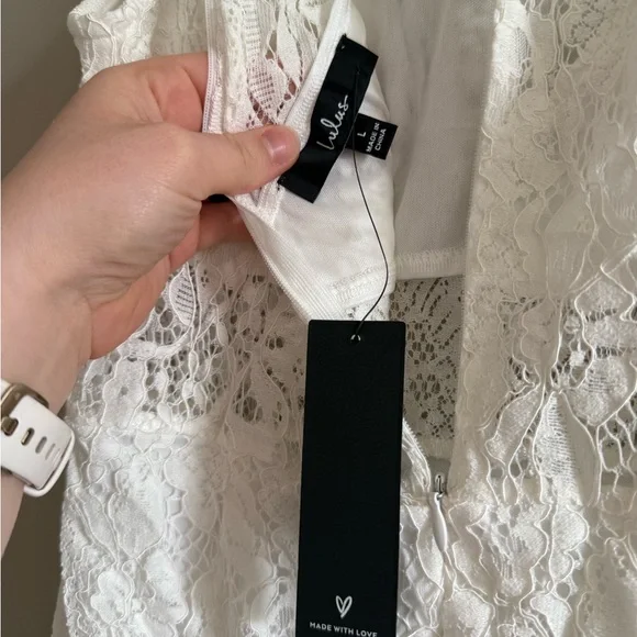 Lulu's white lacy mini dress - Picture 4 of 6